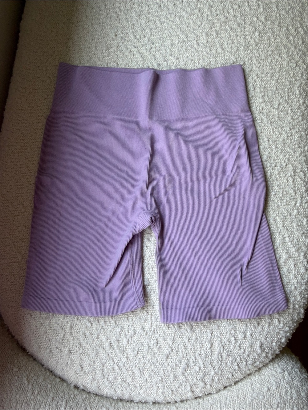 Gilly Hicks Ribbed High-Waist Bike Shorts in Pale Lavender